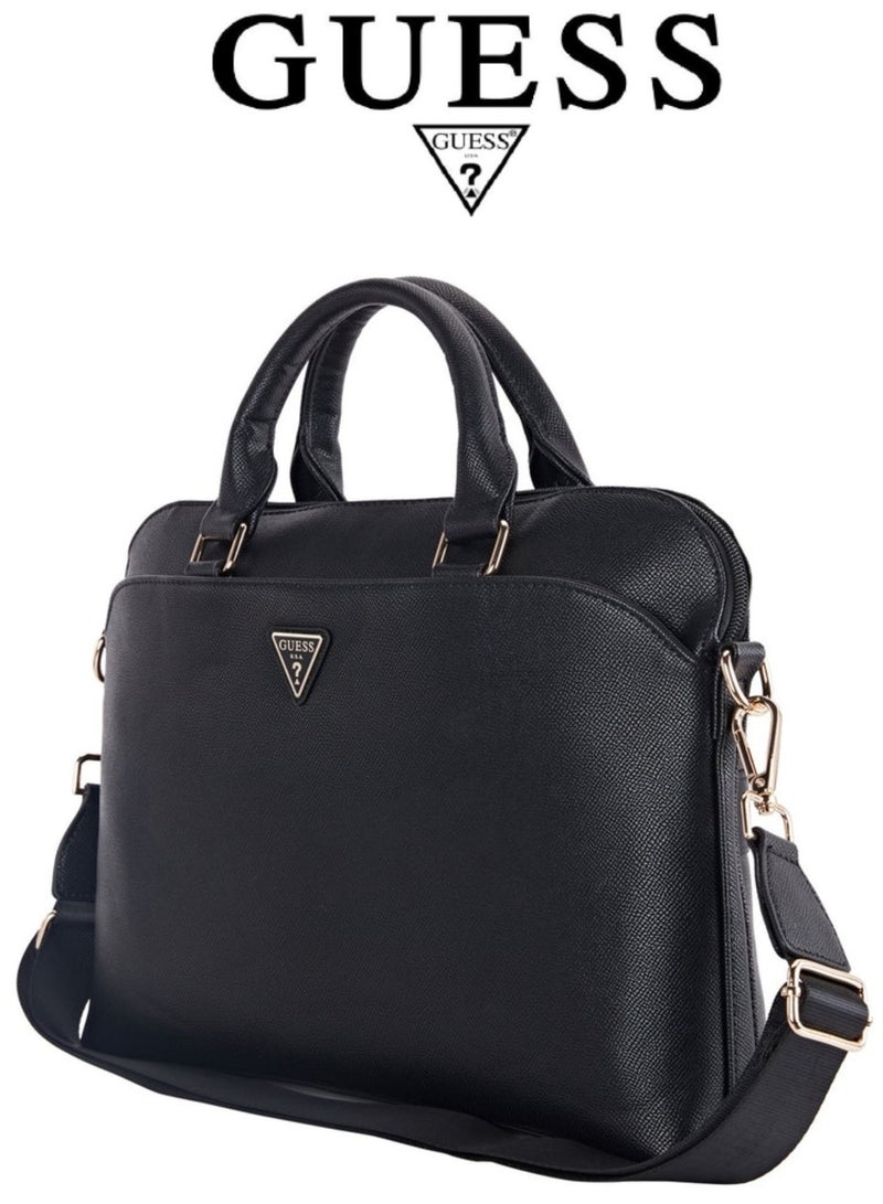 GUESS Laptop Guess bag, Guess bag suitable for laptops of 13/14/15 inches, leather laptop bag. Elegant and luxurious French design laptop bag. Original and certified Guess laptop bag. Black - Image 1